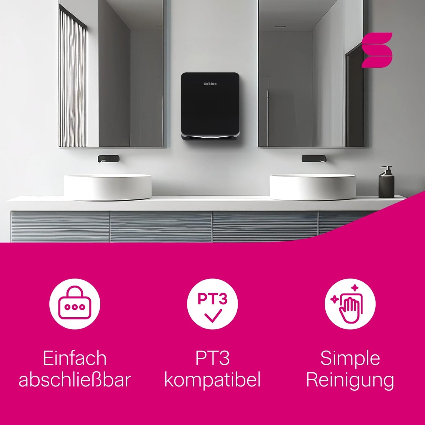 Hyginity Falthandtuchspender S - schwarz