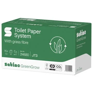 GreenGrow Toilettenpapier System-Großrollen 2-lagig – 24 Rollen à 100 m – Art. 314681