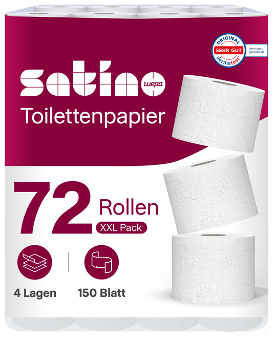 HiLine Toilettenpapier 4-lagig – 72 Rollen à 150 Blatt