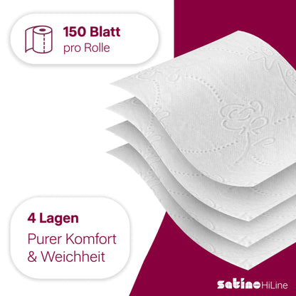 HiLine Toilettenpapier 4-lagig – 72 Rollen à 150 Blatt