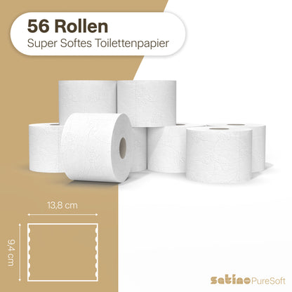 PureSoft Toilettenpapier 4-lagig – 56 Rollen à 130 Blatt