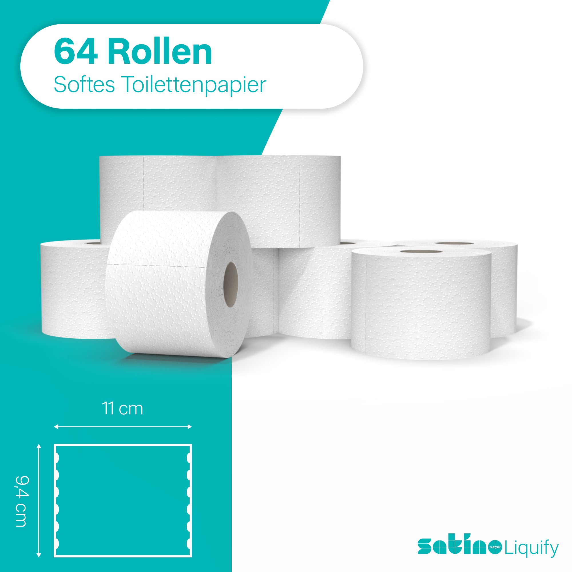 Liquify Toilettenpapier 2-lagig – 64 Rollen à 250 Blatt