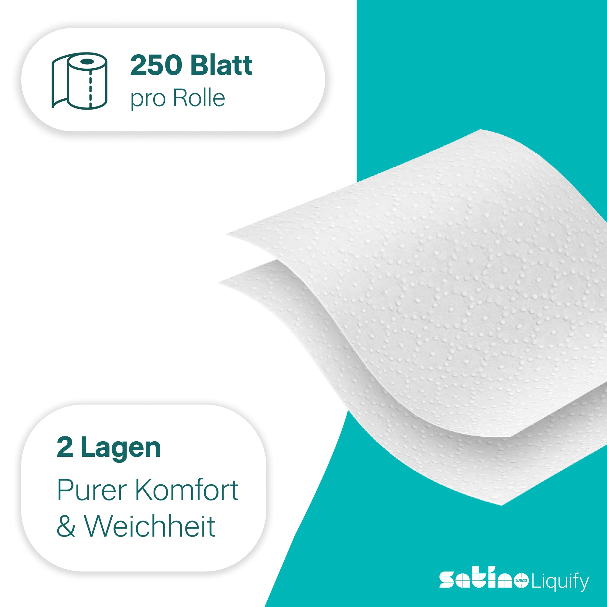 Liquify Toilettenpapier 2-lagig – 64 Rollen à 250 Blatt