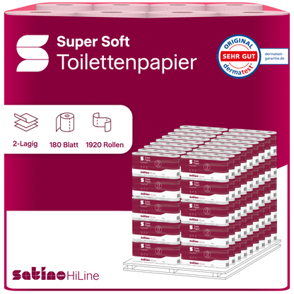 HiLine Toilettenpapier 2-lagig – 64 Rollen à 180 Blatt