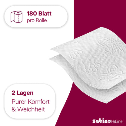 HiLine Toilettenpapier 2-lagig – 64 Rollen à 180 Blatt
