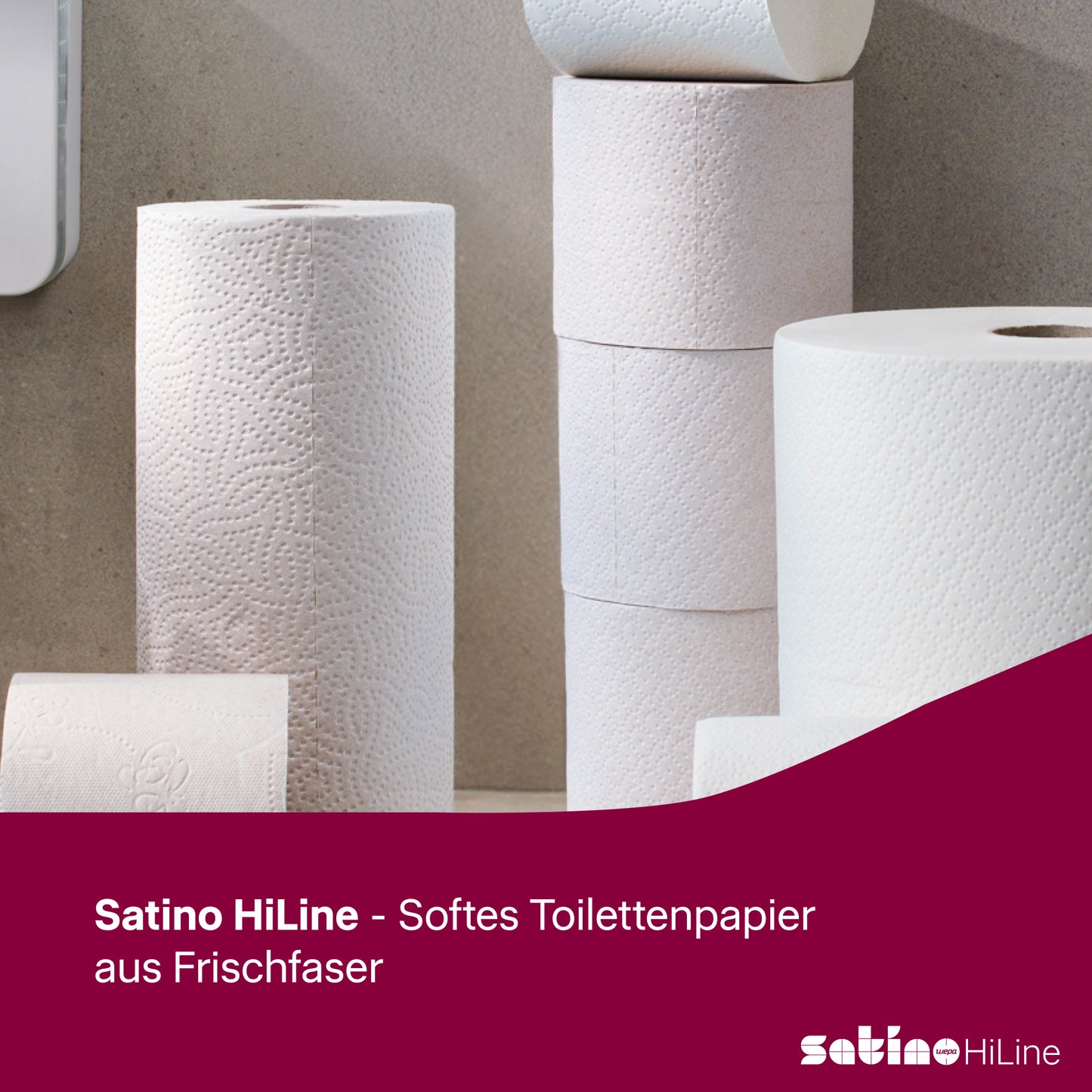 HiLine Toilettenpapier 2-lagig – 64 Rollen à 180 Blatt