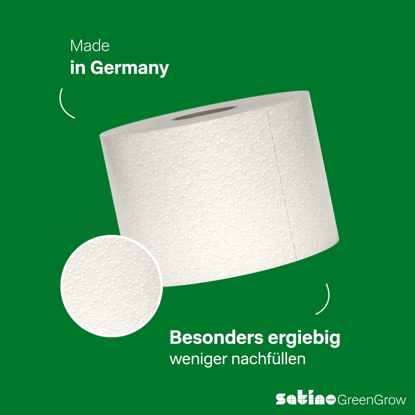 GreenGrow Toilettenpapier 2-lagig – 40 Rollen à 400 Blatt