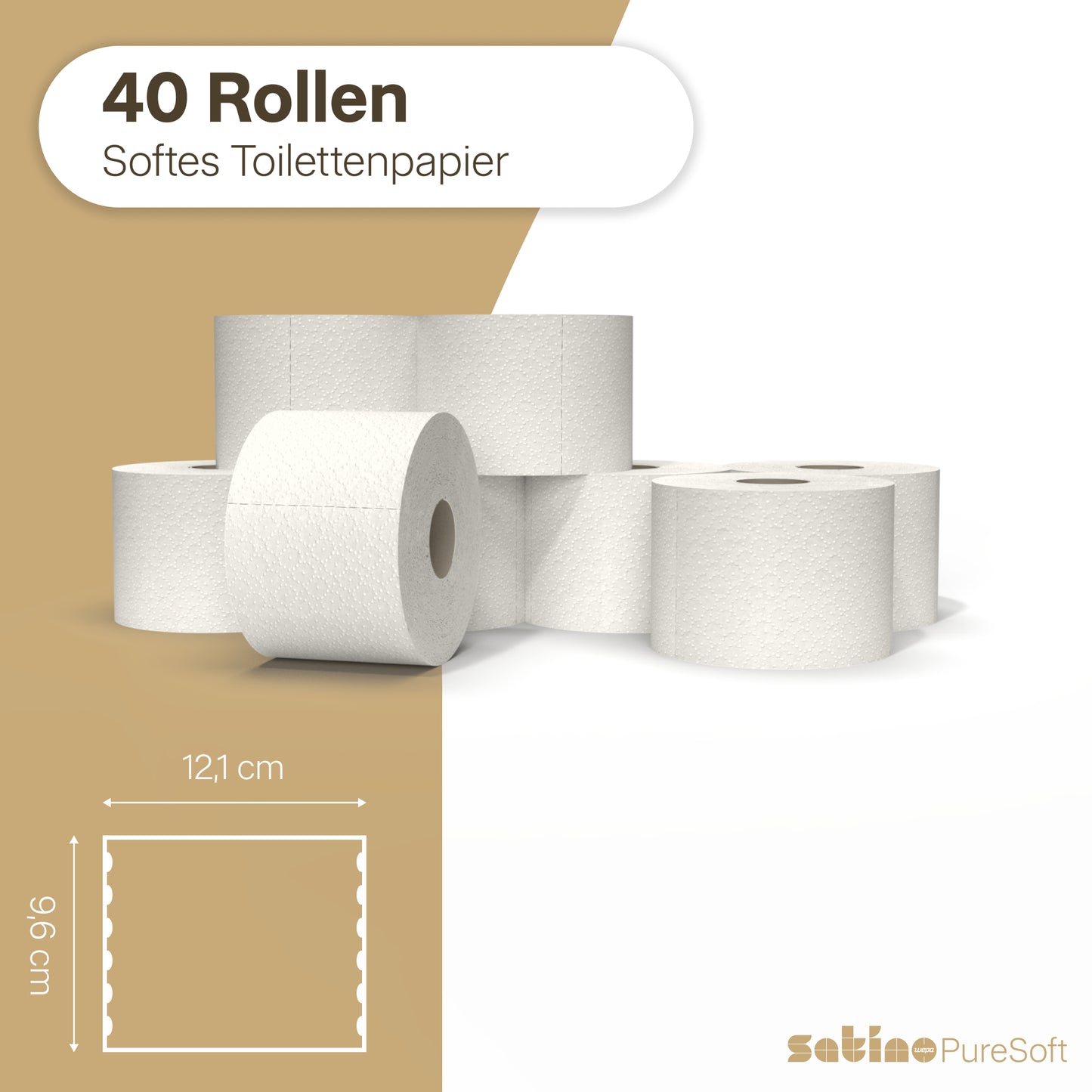 PureSoft Toilettenpapier 2-lagig – 40 Rollen à 400 Blatt