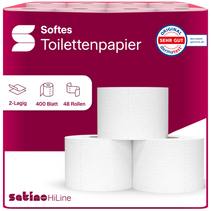 HiLine Toilettenpapier 2-lagig – 48 Rollen à 400 Blatt – Art. 067501