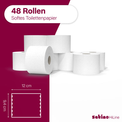 HiLine Toilettenpapier 2-lagig – 48 Rollen à 400 Blatt