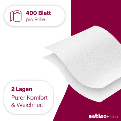 HiLine Toilettenpapier 2-lagig – 48 Rollen à 400 Blatt