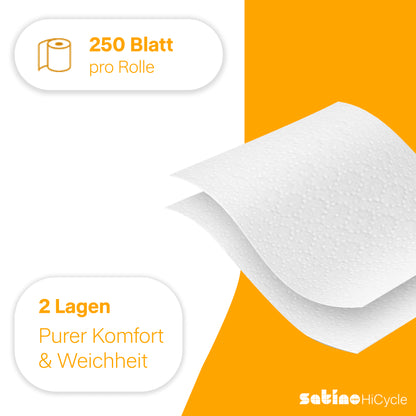 HiCycle Toilettenpapier 2-lagig – 64 Rollen à 250 Blatt