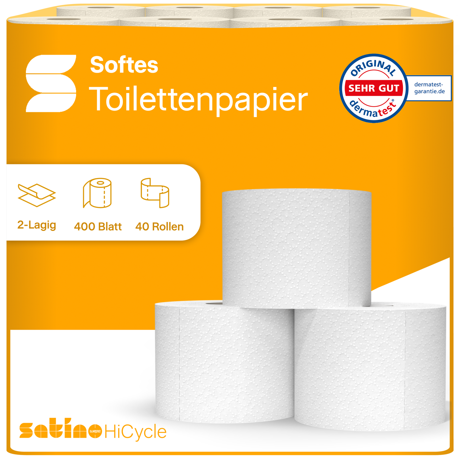 HiCycle Toilettenpapier 2-lagig – 40 Rollen à 400 Blatt – Art. 067861
