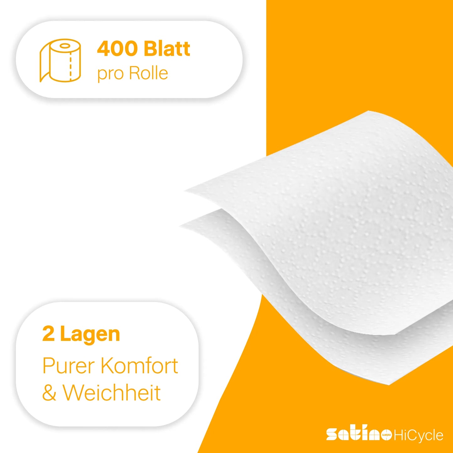 HiCycle Toilettenpapier 2-lagig – 40 Rollen à 400 Blatt