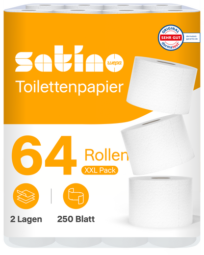 HiCycle Toilettenpapier 2-lagig – 64 Rollen à 250 Blatt