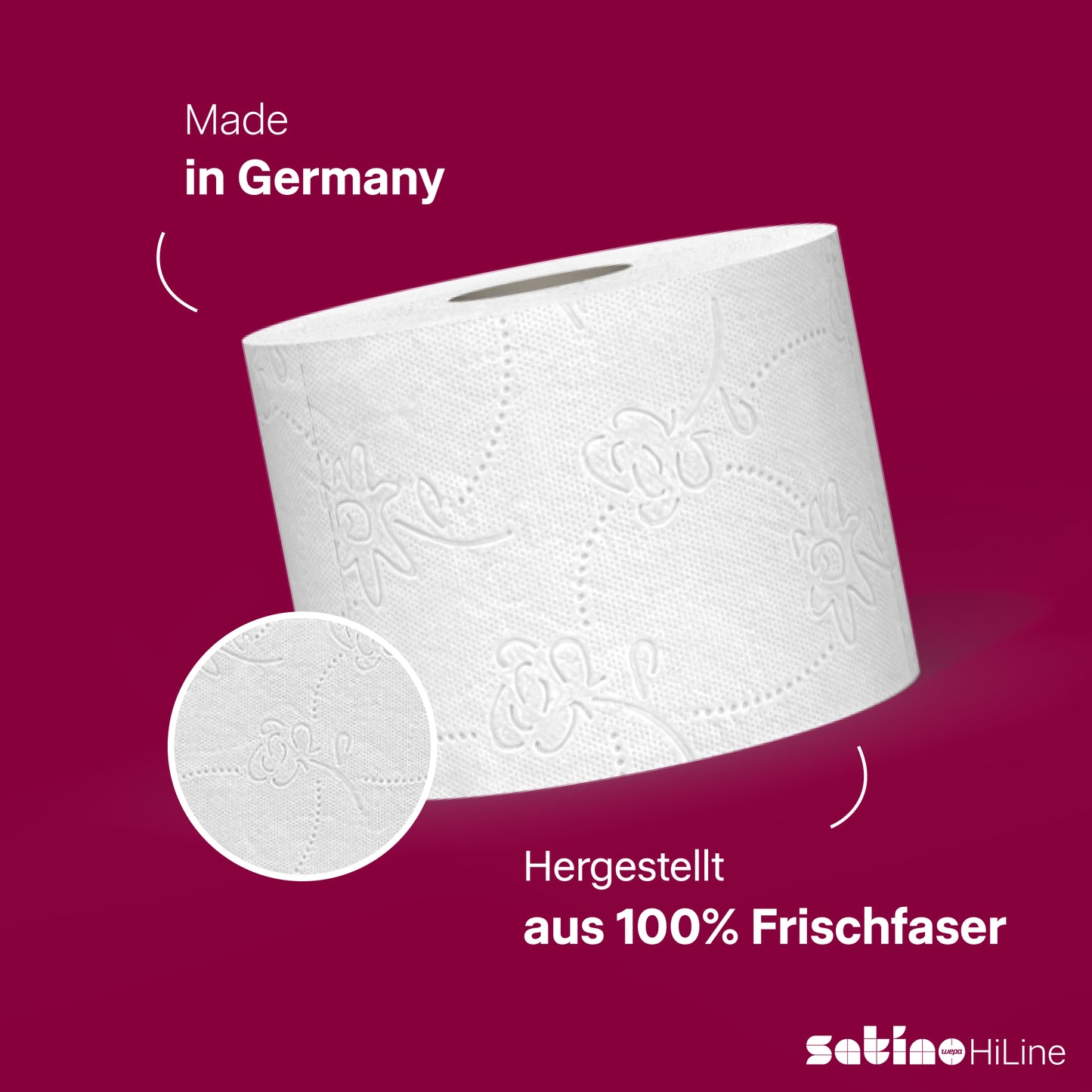 HiLine Toilettenpapier 3-lagig – 64 Rollen à 250 Blatt