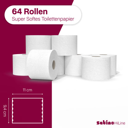 HiLine Toilettenpapier 3-lagig – 64 Rollen à 250 Blatt