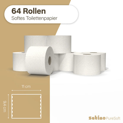 PureSoft Toilettenpapier 3-lagig – 250 Blatt je Rolle