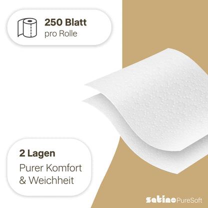 PureSoft Toilettenpapier 3-lagig – 250 Blatt je Rolle