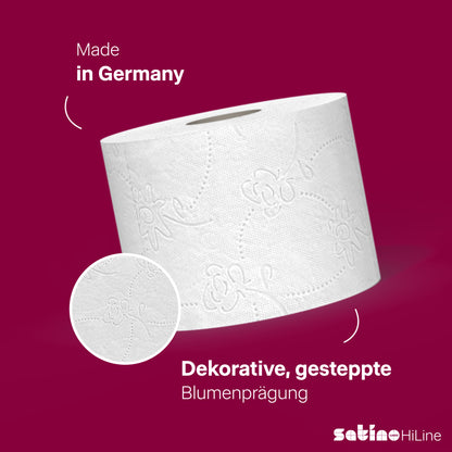 HiLine Toilettenpapier 3-lagig – 72 Rollen à 250 Blatt – Blumenprägung