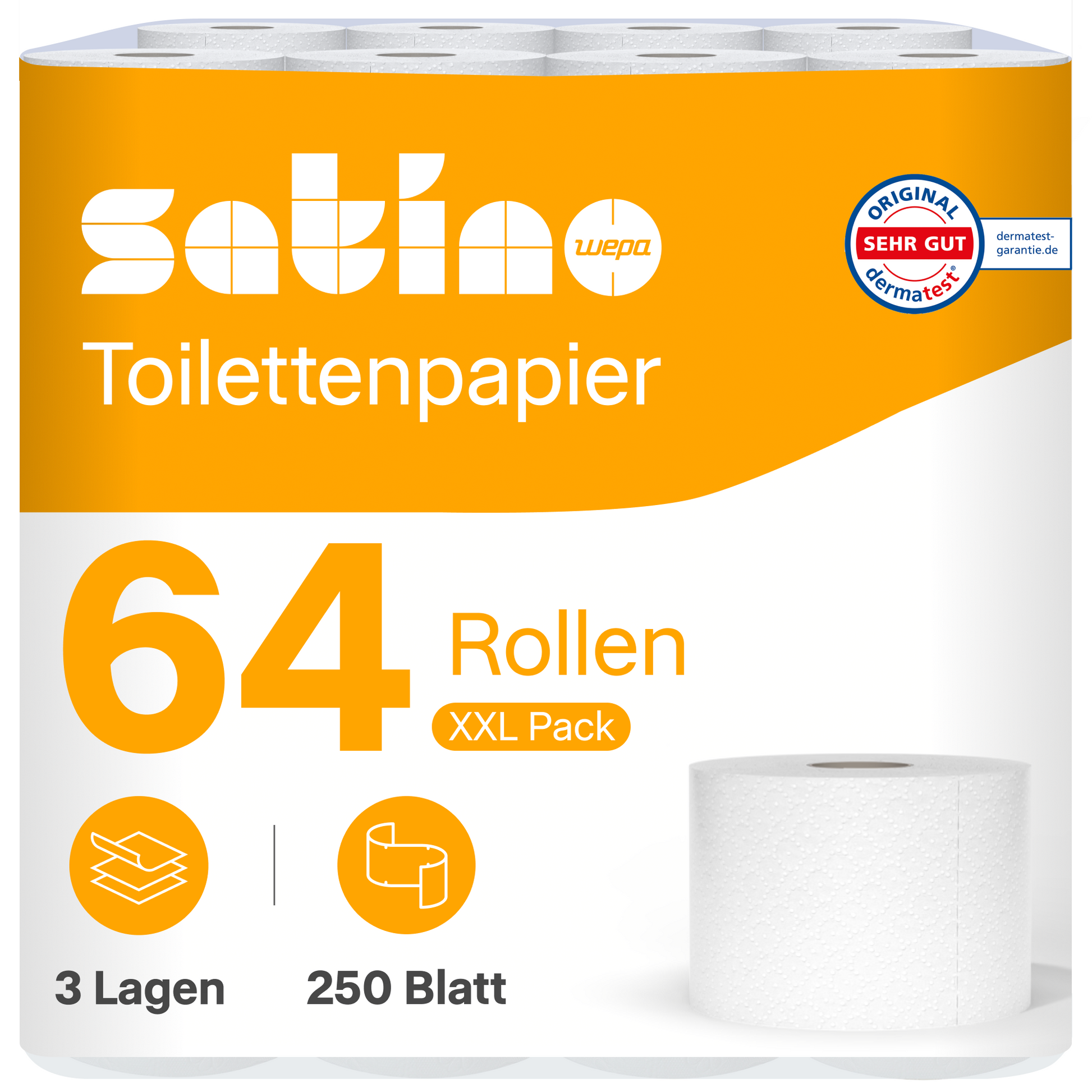 HiCycle Toilettenpapier 3-lagig – 64 Rollen à 250 Blatt – Art. 082481
