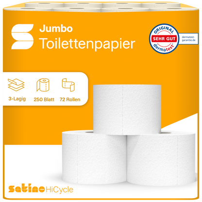 HiCycle Toilettenpapier 3-lagig – 72 Rollen à 250 Blatt – Art. 082501