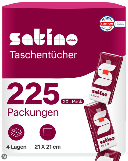 HiLine Taschentücher 4-lagig – 225 Päckchen à 10 Tücher