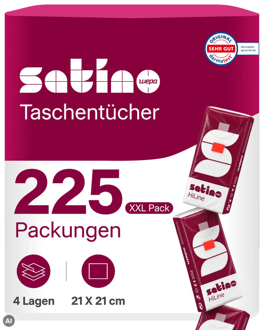 HiLine Taschentücher 4-lagig – 225 Päckchen à 10 Tücher