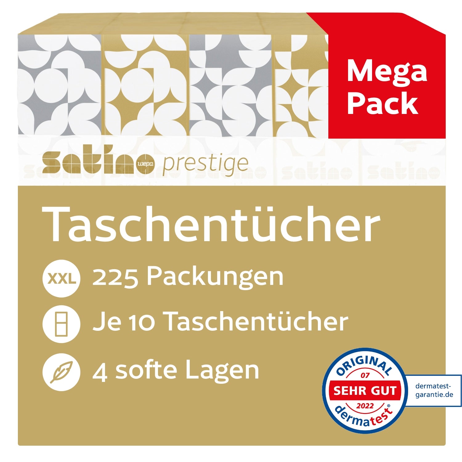 HiLine Taschentücher 4-lagig – 225 Päckchen à 10 Tüchern – Art. 113941