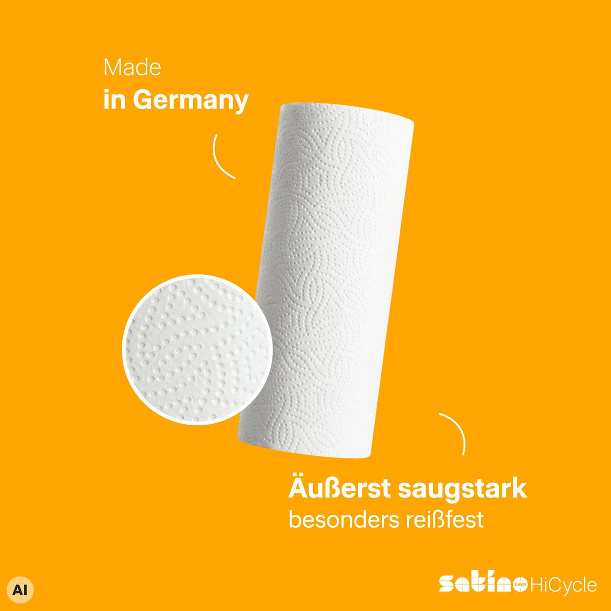HiCycle Küchenrollen 3-lagig – 32 Rollen à 64 Blatt