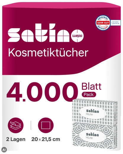 HiLine Kosmetiktücher 2-lagig – 40 Flachboxen à 100 Blatt