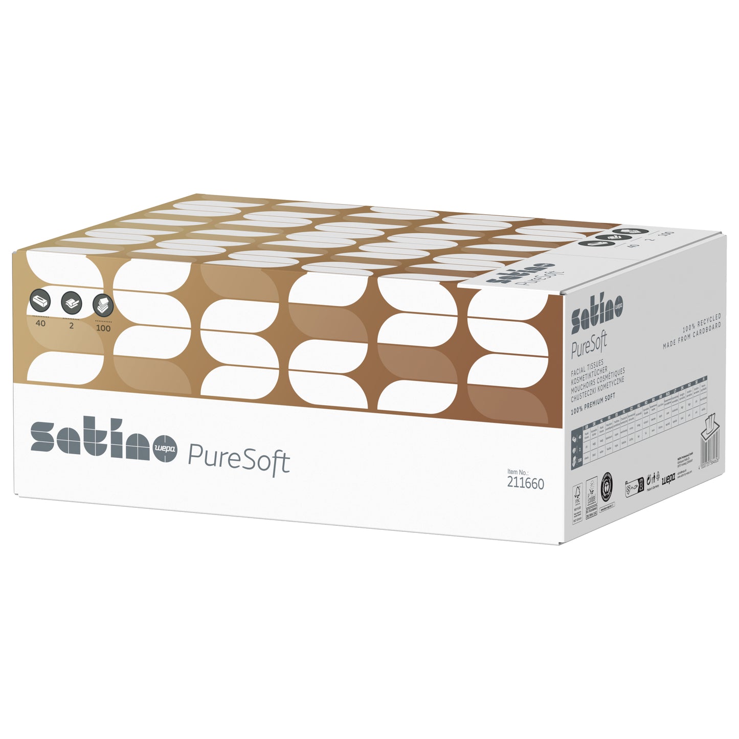 PureSoft Kosmetiktücher 2-lagig – 40 Flachboxen à 100 Blatt