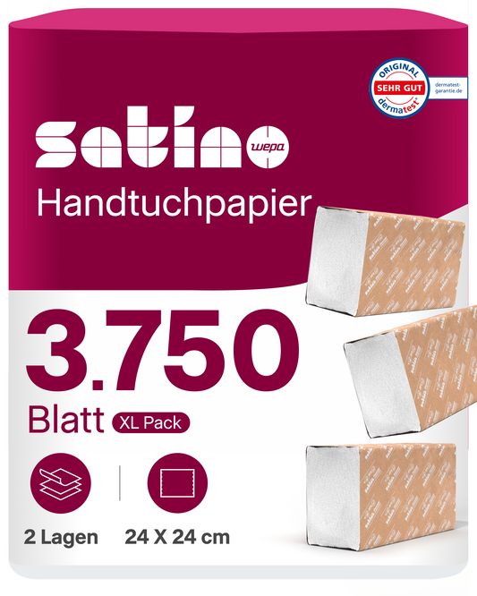 HiLine Papierhandtücher Z-Falz 2-lagig – 3.750 Blatt – 24 × 24 cm