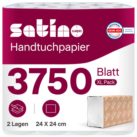 HiLine Papierhandtücher Z-Falz 2-lagig – 3.750 Blatt – 24 × 24 cm