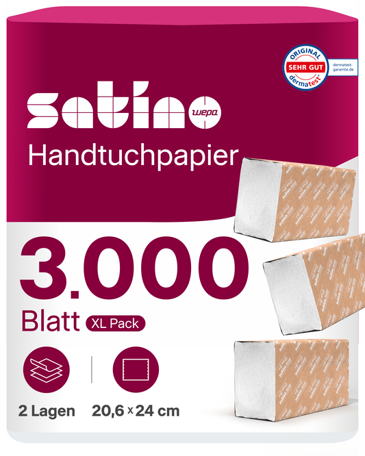 HiLine Papierhandtücher Z-Falz 2-lagig – 3.000 Blatt – 20,6 × 24 cm