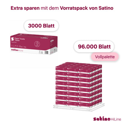 HiLine Papierhandtücher Z-Falz 2-lagig – 3.000 Blatt – 20,6 × 24 cm