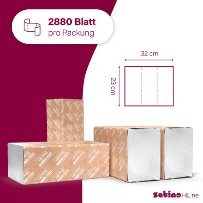 HiLine Papierhandtücher C-Falz 2-lagig – 2.880 Blatt – 23 × 32 cm
