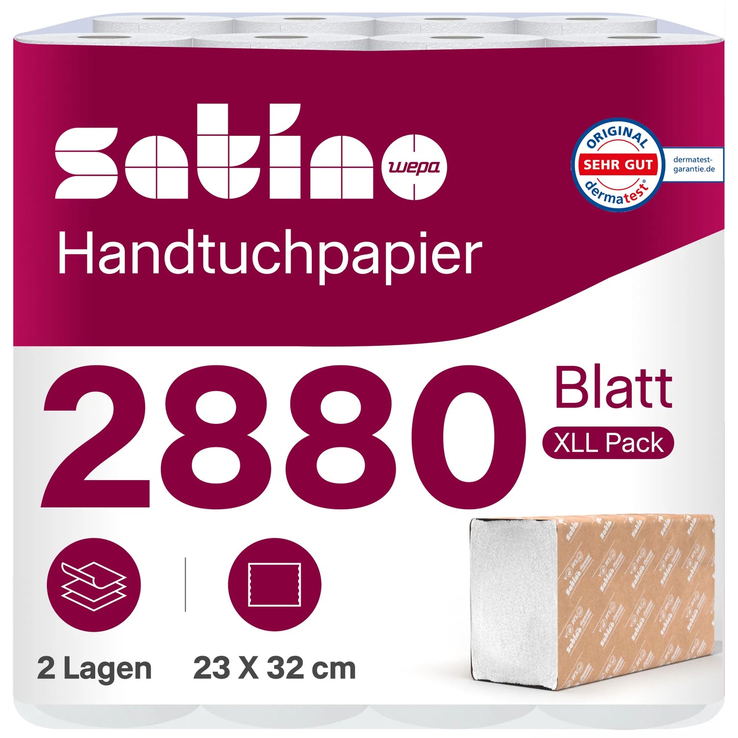 HiLine Papierhandtücher C-Falz 2-lagig – 2.880 Blatt – 23 × 32 cm