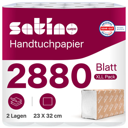 HiLine Papierhandtücher C-Falz 2-lagig – 2.880 Blatt – 23 × 32 cm