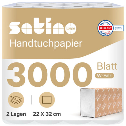 PureSoft Papierhandtücher W-Falz 2-lagig – 3.000 Blatt – 22 × 32 cm