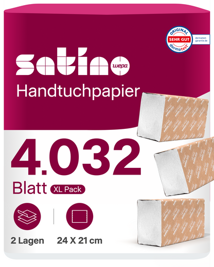 HiLine Papierhandtücher V-Falz 2-lagig – 4.032 Blatt – 24 × 21 cm