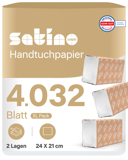 PureSoft Papierhandtücher V-Falz 2-lagig – 4.032 Blatt – 24 × 21 cm