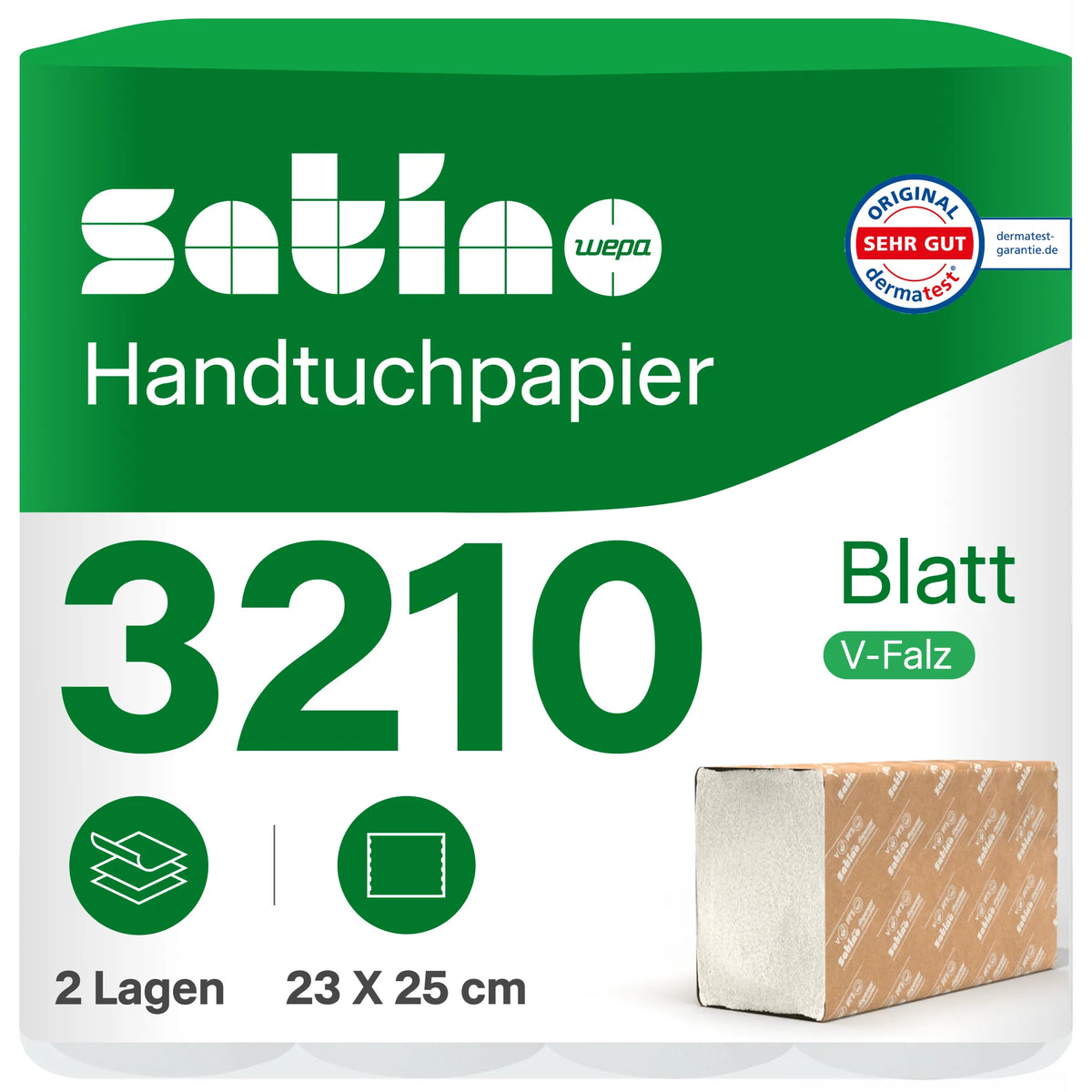 GreenGrow Papierhandtücher V-Falz 2-lagig – 3.210 Blatt – 25 × 23 cm