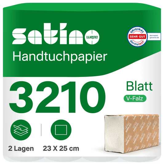 GreenGrow Papierhandtücher V-Falz 2-lagig – 3.210 Blatt – 25 × 23 cm