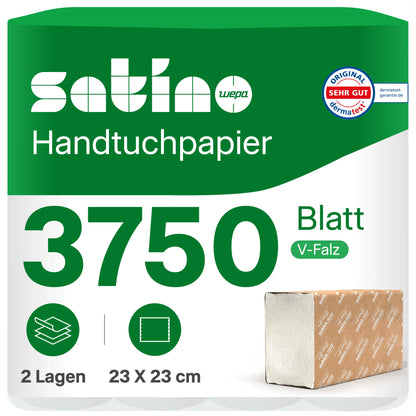 GreenGrow Papierhandtücher V-Falz 2-lagig – 3.750 Blatt – 23 × 23 cm