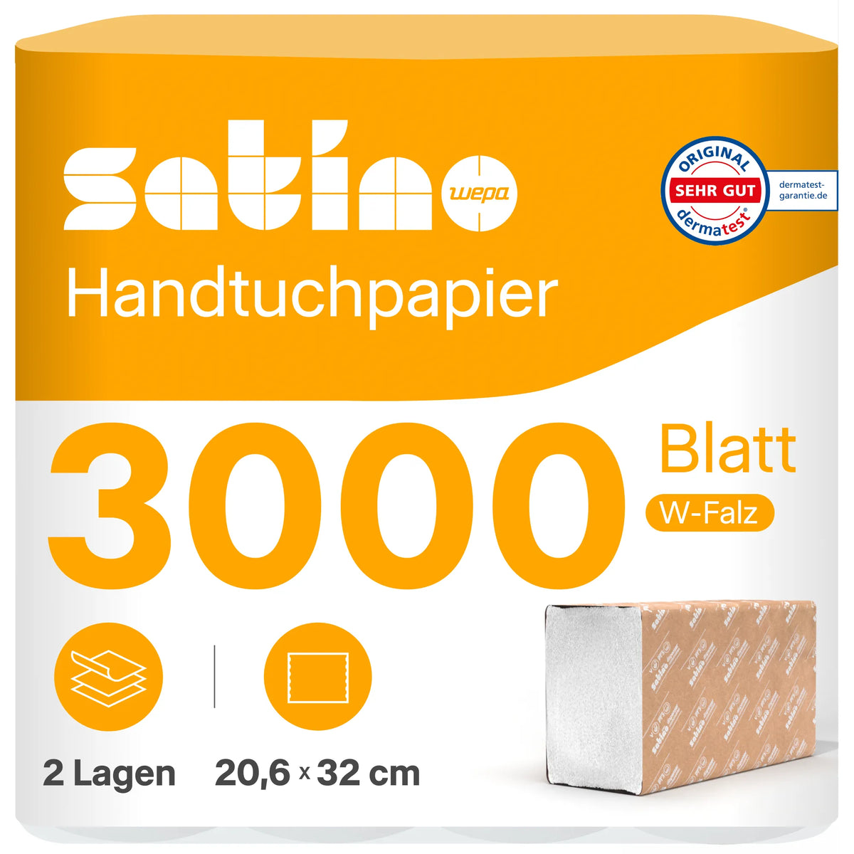 HiCycle Papierhandtücher W-Falz 2-lagig – 3.000 Blatt – 20,6 × 32 cm
