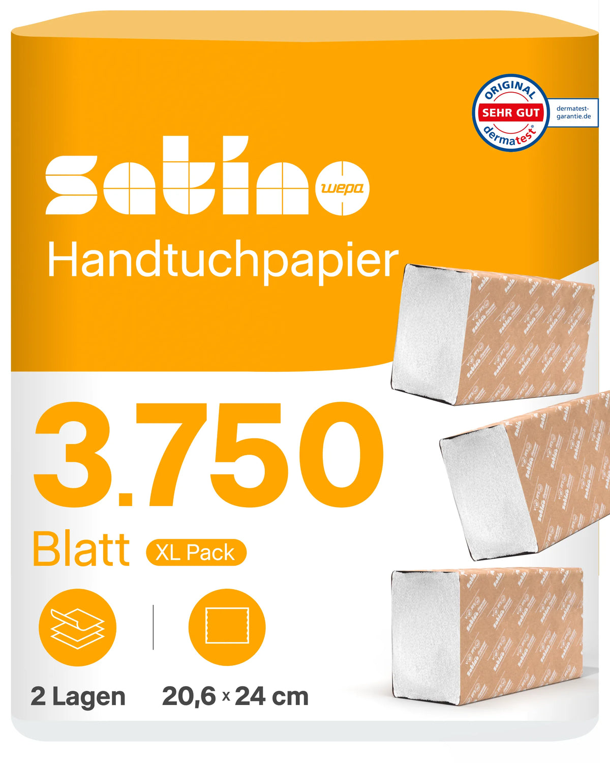 HiCycle Papierhandtücher Z-Falz 2-lagig – 3.750 Blatt – 20,6 × 24 cm