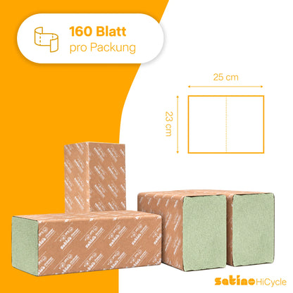 HiCycle Papierhandtücher V-Falz grün 2-lagig – 3.200 Blatt – 25 × 23 cm