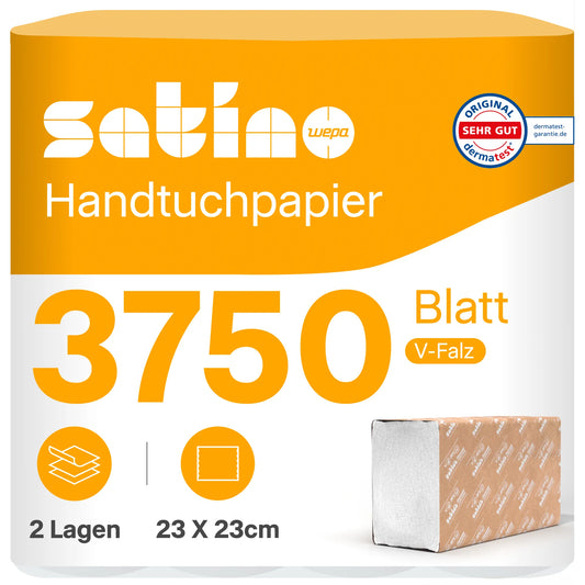HiCycle Papierhandtücher V-Falz 2-lagig – 3.750 Blatt – 23 × 23 cm