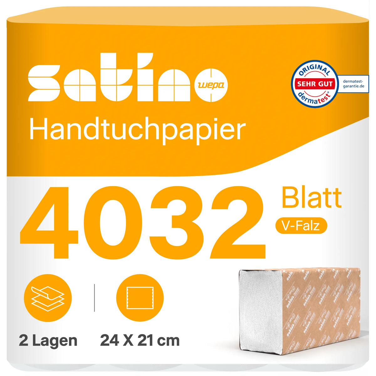 HiCycle Papierhandtücher V-Falz 2-lagig – 4.032 Blatt – 24 × 21 cm